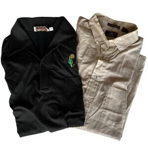 Vintage Mens Shirt Bundle Size Large 2 Short Sleeve Button Down Casual Workwear
